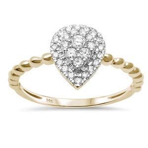 Genuine 14K Yellow Gold Pear Shaped Diamond Ring